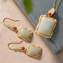 Load image into Gallery viewer, Lokaloca Original Natural White Jade Necklace Earrings Set
