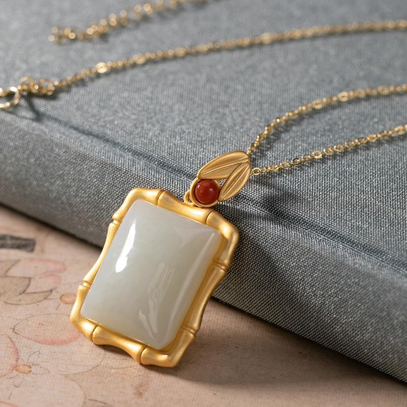 Lokaloca Natural Fine White Jade Pendant Necklace