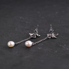 Load image into Gallery viewer, Original Design Cloisonne Enamel Porcelain Craft Long Pearl Earrings Vintage Retro Elegant Charm Women&#39;s Silver Jewelry
