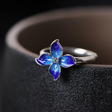 Load image into Gallery viewer, Original Design Cloisonne Enamel Porcelain Flower Thai Silver Opening Adjustable Ring Vintage Retro Charm Women&#39;s Brand Jewelry
