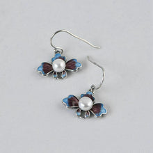 Load image into Gallery viewer, Original Design Cloisonne Enamel Porcelain Pearl Earrings Vintage Style Retro Unique Craft Charm Women&#39;s Silver Jewelry
