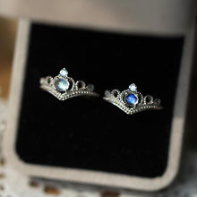 Load image into Gallery viewer, Original Design Crown Moonstone Opening Adjustable Ring Blue Color Retro Luxury Noble Charm Lady Silver Jewelry
