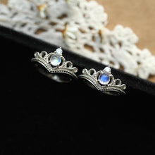 Load image into Gallery viewer, Original Design Crown Moonstone Opening Adjustable Ring Blue Color Retro Luxury Noble Charm Lady Silver Jewelry
