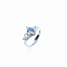 Load image into Gallery viewer, Original Design Crown Moonstone Opening Adjustable Ring Blue Color Retro Luxury Noble Charm Lady Silver Jewelry
