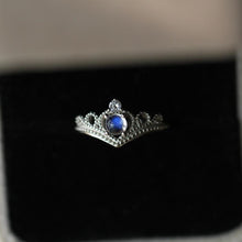 Load image into Gallery viewer, Original Design Crown Moonstone Opening Adjustable Ring Blue Color Retro Luxury Noble Charm Lady Silver Jewelry
