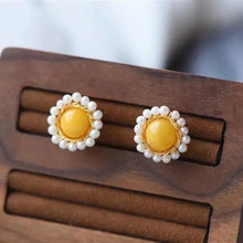 Load image into Gallery viewer, Original Design Yellow Amber Pearl Earrings Vintage Style Retro Creative Elegant Silver Jewelry
