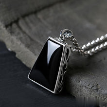 Load image into Gallery viewer, Original Design Geometric Black Agate Pendant Necklace Retro Creative Charm Brand Silver Jewelry
