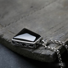 Load image into Gallery viewer, Original Design Geometric Black Agate Pendant Necklace Retro Creative Charm Brand Silver Jewelry
