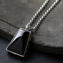 Load image into Gallery viewer, Original Design Geometric Black Agate Pendant Necklace Retro Creative Charm Brand Silver Jewelry
