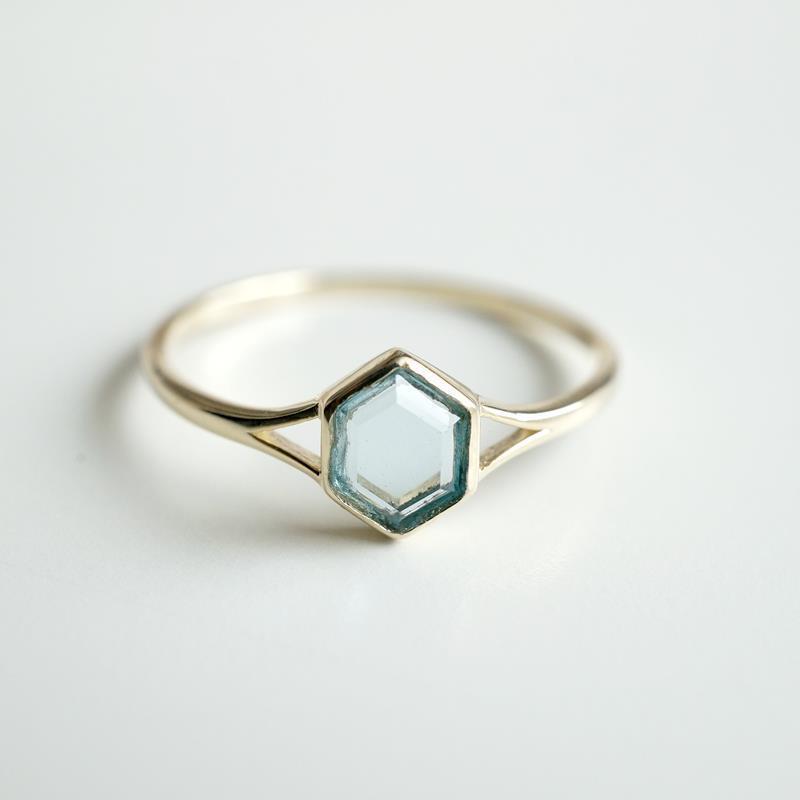 Original Design Geometric Ice Blue Crystal Cube Opening Adjustable Ring Exquisite Bohemian Charm Women's Silver Jewelry