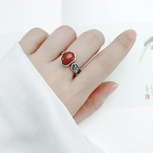 Load image into Gallery viewer, Original Design Fine White Jade Irregular Shape Opening Adjustable Ring Vintage Retro Unique Craft Lady Silver Jewelry
