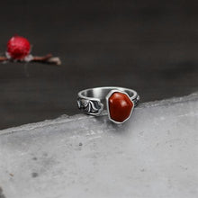 Load image into Gallery viewer, Original Design Fine White Jade Irregular Shape Opening Adjustable Ring Vintage Retro Unique Craft Lady Silver Jewelry
