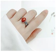 Load image into Gallery viewer, Original Design Fine White Jade Irregular Shape Opening Adjustable Ring Vintage Retro Unique Craft Lady Silver Jewelry
