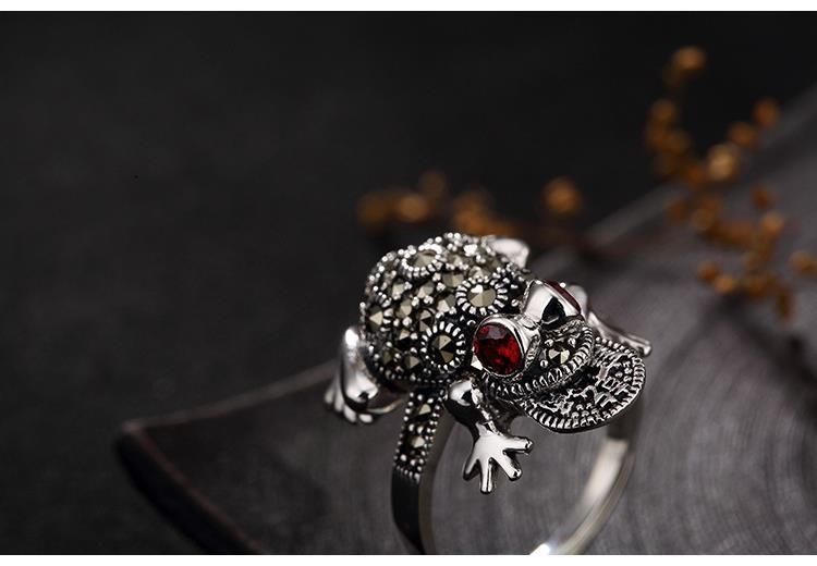 Original Design Golden Frog Opening Adjustable Ring Vintage Retro Luxury Charm Women's Silver Jewelry