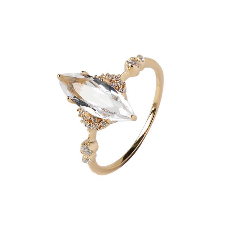 Original Design Retro White Crystal Luxury Cut Sparkling Women's Opening Adjustable Ring