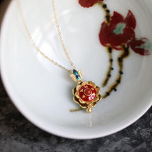 Load image into Gallery viewer, Original Design Lotus Handmade Enamel Ethnic Style Pendant Necklace Vintage Retro Luxury Charm Women&#39;s Silver Jewelry
