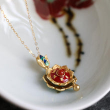 Load image into Gallery viewer, Original Design Lotus Handmade Enamel Ethnic Style Pendant Necklace Vintage Retro Luxury Charm Women&#39;s Silver Jewelry
