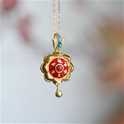 Original Design Lotus Handmade Enamel Ethnic Style Pendant Necklace Vintage Retro Luxury Charm Women's Silver Jewelry