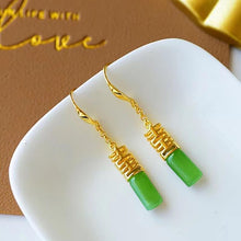 Load image into Gallery viewer, Original Design Natural Fine Jade Jasper Earrings Vintage Retro Unique Craft Women&#39;s Jewelry
