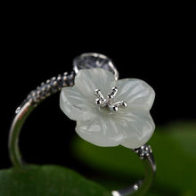 Load image into Gallery viewer, Original Design Natural Fine Jade Lotus Creative Opening Adjustable Ring Vintage Retro Craft Charm Lady Silver Jewelry
