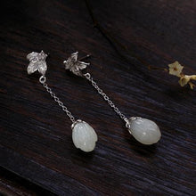 Load image into Gallery viewer, Original Design Natural Fine Jade Long Earrings Vintage Style Retro Elegant Light Luxury Charm Women&#39;s Silver Jewelry
