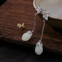 Load image into Gallery viewer, Original Design Natural Fine Jade Long Earrings Vintage Style Retro Elegant Light Luxury Charm Women&#39;s Silver Jewelry
