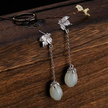 Load image into Gallery viewer, Original Design Natural Fine Jade Long Earrings Vintage Style Retro Elegant Light Luxury Charm Women&#39;s Silver Jewelry
