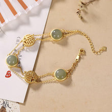 Load image into Gallery viewer, Original Design Natural Fine Jade Round Beads Chain Vintage Retro Charm Women&#39;s Brand Silver Jewelry
