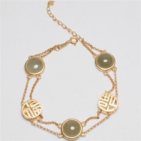 Original Design Natural Fine Jade Round Beads Chain Vintage Retro Charm Women's Brand Silver Jewelry