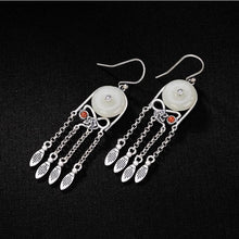 Load image into Gallery viewer, Original Design Natural Fine Jade Tassel Luxury Earrings Vintage Retro Aristocratic Charm Women&#39;s Silver Jewelry
