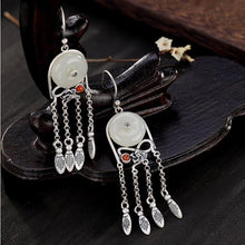 Load image into Gallery viewer, Original Design Natural Fine Jade Tassel Luxury Earrings Vintage Retro Aristocratic Charm Women&#39;s Silver Jewelry
