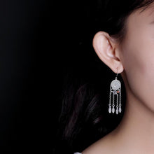 Load image into Gallery viewer, Original Design Natural Fine Jade Tassel Luxury Earrings Vintage Retro Aristocratic Charm Women&#39;s Silver Jewelry
