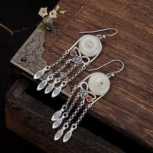 Load image into Gallery viewer, Original Design Natural Fine Jade Tassel Luxury Earrings Vintage Retro Aristocratic Charm Women&#39;s Silver Jewelry
