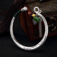 Load image into Gallery viewer, Lokaloca Original Silver Inlaid Natural Jade Jasper Lotus Bracelet
