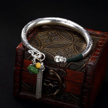 Load image into Gallery viewer, Lokaloca Original Silver Inlaid Natural Jade Jasper Lotus Bracelet
