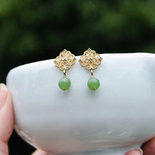 Load image into Gallery viewer, Original Design Natural Fine Jade Earrings Vintage Style Retro Unique Craft Women&#39;s Christmas Gift
