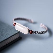 Load image into Gallery viewer, Original Design Natural Fine White Jade Rope Bracelet Vintage Style Retro Unique Charm Women&#39;s Silver Jewelry
