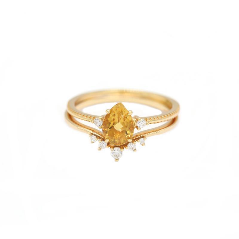 Original Design Natural Citrine Silver Opening Adjustable Ring Retro Elegant Luxury Charm Female Jewelry