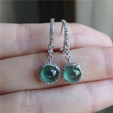 Load image into Gallery viewer, Original Design Natural Green Jade Earrings Luxury Charm Women&#39;s Brand Silver Jewelry
