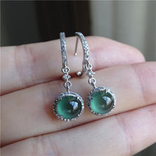 Load image into Gallery viewer, Original Design Natural Green Jade Earrings Luxury Charm Women&#39;s Brand Silver Jewelry
