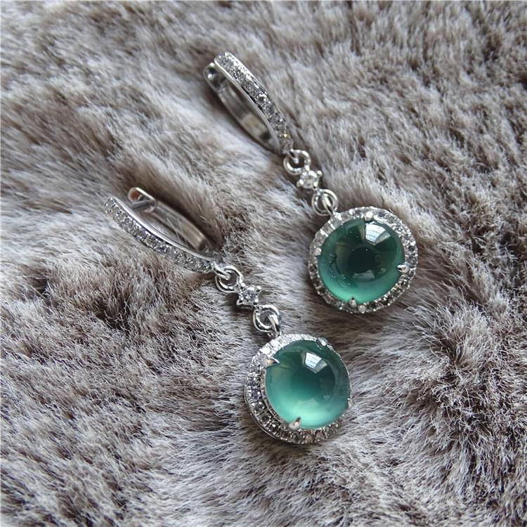 Original Design Natural Green Jade Earrings Luxury Charm Women's Brand Silver Jewelry