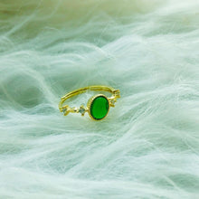 Load image into Gallery viewer, Original Design Natural Green Jade Oval Opening Adjustable Ring Vintage Retro Charm Women&#39;s Brand Silver Jewelry
