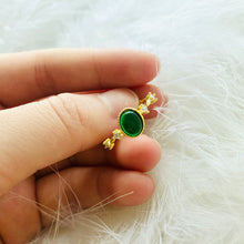 Load image into Gallery viewer, Original Design Natural Green Jade Oval Opening Adjustable Ring Vintage Retro Charm Women&#39;s Brand Silver Jewelry
