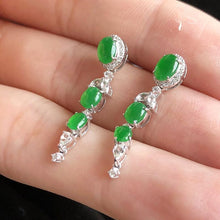 Load image into Gallery viewer, Original Design Natural Green Chalcedony Earrings Vintage Retro Luxury Charm Women&#39;s Silver Jewelry
