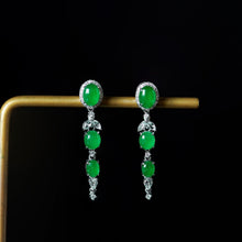 Load image into Gallery viewer, Original Design Natural Green Chalcedony Earrings Vintage Retro Luxury Charm Women&#39;s Silver Jewelry
