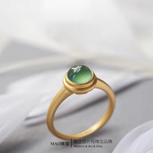 Load image into Gallery viewer, Original Design Natural Jade Jasper Opening Adjustable Ring Retro Luxury Ancient Golden Craft Women&#39;s Silver Jewelry
