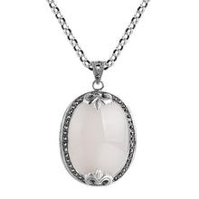 Load image into Gallery viewer, Original Design Oval Chalcedony Creative Pendant Necklace Retro Inlaid Light Luxury Charm Women Silver Jewelry
