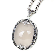 Load image into Gallery viewer, Original Design Oval Chalcedony Creative Pendant Necklace Retro Inlaid Light Luxury Charm Women Silver Jewelry
