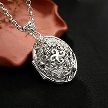 Load image into Gallery viewer, Original Design Oval Pattern Hollow Openable Pendant Necklace Retro Light Luxury Charm Women Silver Jewelry
