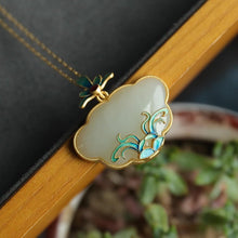 Load image into Gallery viewer, Original Design Fine Jade Pendant Necklace Vintage Style Retro Charm Women&#39;s Silver Jewelry
